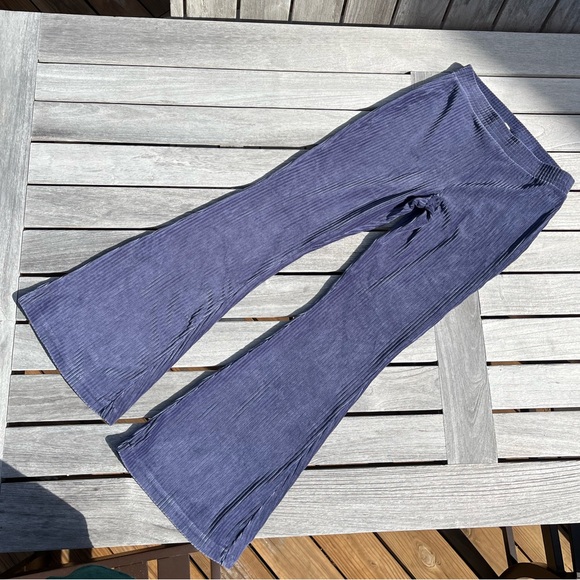 aerie Pants - Aerie Ribbed Groove On Velour Flare Leggings